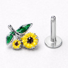 Load image into Gallery viewer, 16G 1/4 Cheery Inlay Sunflowers Labret
