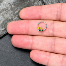 Load image into Gallery viewer, 16G 3/8 Cheery Inlay Sunflowers Hinged Segment Ring
