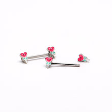 Load image into Gallery viewer, 14G 9/16 Sweet Happy Heart Lollipop Barbell Nipple Ring Set
