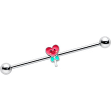 Load image into Gallery viewer, 14G Sweet Happy Heart Lollipop Industrial Barbell 38mm
