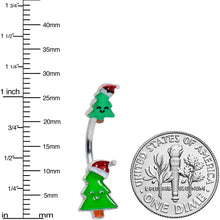 Load image into Gallery viewer, Merry Christmas Trees Hats Holiday Double Mount Belly Ring
