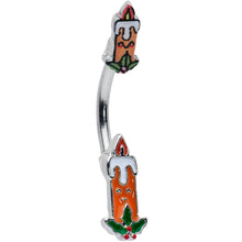Load image into Gallery viewer, Sweet Christmas Holiday Candle Holly Double Mount Belly Ring
