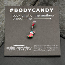 Load image into Gallery viewer, Merry Christmas Stockings Red Green Double Mount Belly Ring
