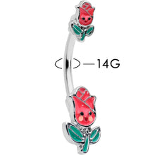 Load image into Gallery viewer, Sweet Happy Rose Flower Double Mount Belly Ring
