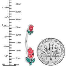 Load image into Gallery viewer, Sweet Happy Rose Flower Double Mount Belly Ring
