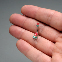 Load image into Gallery viewer, Sweet Happy Rose Flower Double Mount Belly Ring
