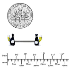 Load image into Gallery viewer, 14G 9/16 Champagne Bottle Flute Yellow Barbell Nipple Ring Set
