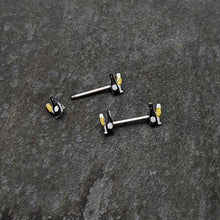 Load image into Gallery viewer, 14G 9/16 Champagne Bottle Flute Yellow Barbell Nipple Ring Set
