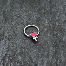 Load image into Gallery viewer, 16G 3/8 Sweet Happy Heart Lollipop Hinged Segment Ring
