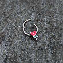 Load image into Gallery viewer, 16G 3/8 Sweet Happy Heart Lollipop Hinged Segment Ring
