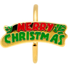 Load image into Gallery viewer, 20G 5/16 Gold Tone Merry Christmas Inlaid Nose Hoop
