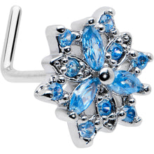 Load image into Gallery viewer, 20G 7mm Blue CZ Gem Snowflake Blues L Shape Nose Ring
