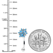 Load image into Gallery viewer, 16G 5/16 Blue CZ Gem Snowflake Blues Curved Eyebrow Ring
