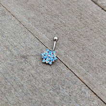 Load image into Gallery viewer, 16G 5/16 Blue CZ Gem Snowflake Blues Curved Eyebrow Ring
