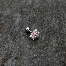 Load image into Gallery viewer, 16G 1/4 Pink Clear CZ Gem Snowflake Cartilage Tragus Earring
