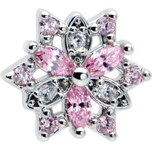 Load image into Gallery viewer, 16G 5/16 Pink Clear CZ Gem Snowflake Labret Monroe Tragus
