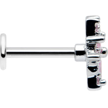 Load image into Gallery viewer, 16G 5/16 Pink Clear CZ Gem Snowflake Labret Monroe Tragus
