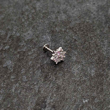 Load image into Gallery viewer, 16G 5/16 Pink Clear CZ Gem Snowflake Labret Monroe Tragus
