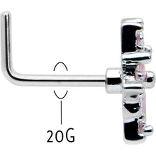 Load image into Gallery viewer, 20G 7mm Pink Clear CZ Gem Snowflake L Shape Nose Ring
