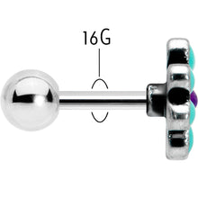 Load image into Gallery viewer, 16G 1/4 Blue Gem Flower Teal Petals Cartilage Tragus Earring
