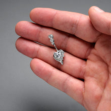 Load image into Gallery viewer, Clear CZ Gem Triple Drop Flare Heart Valentine Double Mount Belly Ring
