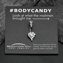 Load image into Gallery viewer, Clear CZ Gem Triple Drop Flare Heart Valentine Double Mount Belly Ring
