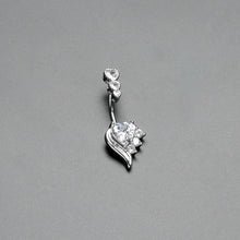 Load image into Gallery viewer, Clear CZ Gem Triple Drop Flare Heart Valentine Double Mount Belly Ring
