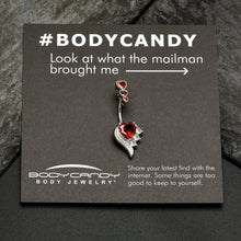 Load image into Gallery viewer, Red CZ Gem Triple Drop Flare Heart Valentine Double Mount Belly Ring
