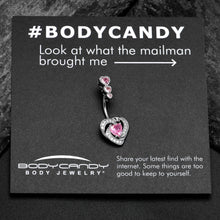 Load image into Gallery viewer, Pink CZ Gem Triple Drop Swirl Heart Valentine Double Mount Belly Ring
