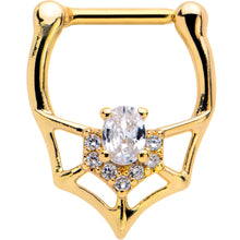 Load image into Gallery viewer, 16G 5/16 Clear Gem Gold Tone Spider Bat Cartilage Clicker
