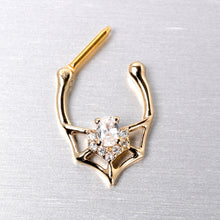 Load image into Gallery viewer, 16G 5/16 Clear Gem Gold Tone Spider Bat Cartilage Clicker

