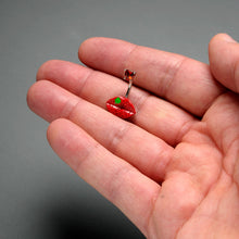 Load image into Gallery viewer, Red CZ Gem Lucky Lips St Patrick's Double Mount Belly Ring
