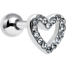 Load image into Gallery viewer, 16G 1/4 Clear Gem Open Heart Valentine Cartilage Tragus Earring
