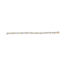 Load image into Gallery viewer, 10k Two-Toned Gold 2.00 Cttw Channel Set Baguette-Diamond Weave and  "X" Spiral Link Bracelet (H-I Color, I1-I2 Clarity) - 7"
