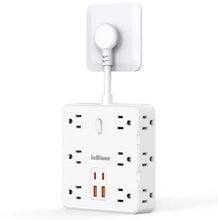 Load image into Gallery viewer, 16-in-1 Power Strip – 12 AC Outlets &amp; 4 USB Ports, White
