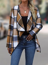 Load image into Gallery viewer, Elegant Plaid Open Front Long Sleeve Jacket Stylish &amp; Cozy Lightweight Breathable Outerwear
