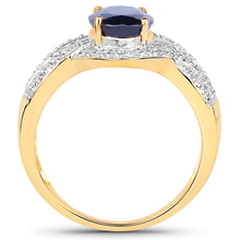 Load image into Gallery viewer, 14K Yellow Gold Plated 2.56 Carat Genuine Kyanite and White Topaz .925 Sterling Silver Ring
