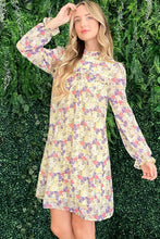 Load image into Gallery viewer, Floral Mock Neck Flounce Sleeve Summer Dress – Mock Neck Dress, Flounce Sleeve Dress, Floral Pattern Dress, Elegant Floral Dress, Sophisticated Dress

