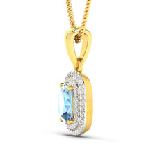 Load image into Gallery viewer, 1.35 Carat Genuine Aquamarine and White Diamond 14K Yellow Gold Pendant

