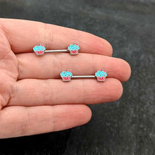 Load image into Gallery viewer, 14G 9/16 Sweet Happy Cupcake Barbell Nipple Ring Set
