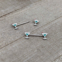 Load image into Gallery viewer, 14G 9/16 Sweet Martini Glass Heart Barbell Nipple Ring Set
