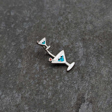 Load image into Gallery viewer, Sweet Martini Glass Heart Valentine New Years Double Mount Belly Ring
