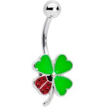 Load image into Gallery viewer, Ladybug Shamrock St Patricks Day Belly Ring
