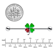 Load image into Gallery viewer, 14G Ladybug Shamrock St Patricks Day Industrial Barbell 38mm

