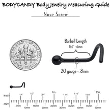 Load image into Gallery viewer, 20G 1/4 Black ASTM F-136 Implant Grade Titanium Ball End Left Side Nose Screw
