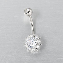 Load image into Gallery viewer, Clear CZ Gem Luxury Sun Splash Belly Ring

