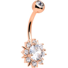 Load image into Gallery viewer, Clear CZ Gem Rose Gold Tone Luxury Sun Splash Belly Ring

