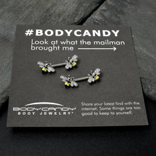 Load image into Gallery viewer, 14G 9/16 Clear CZ Gem Honey Bees Barbell Nipple Ring Set
