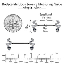 Load image into Gallery viewer, 14G 9/16 Clear Black CZ Gem Sexy Snakes Barbell Nipple Ring Set
