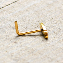 Load image into Gallery viewer, 20G 7mm Gold Tone Merry Christmas Inlaid L Shape Nose Ring

